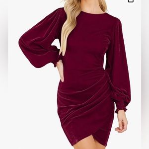 Brand new never worn burgundy velvet dress with side ruching size XL